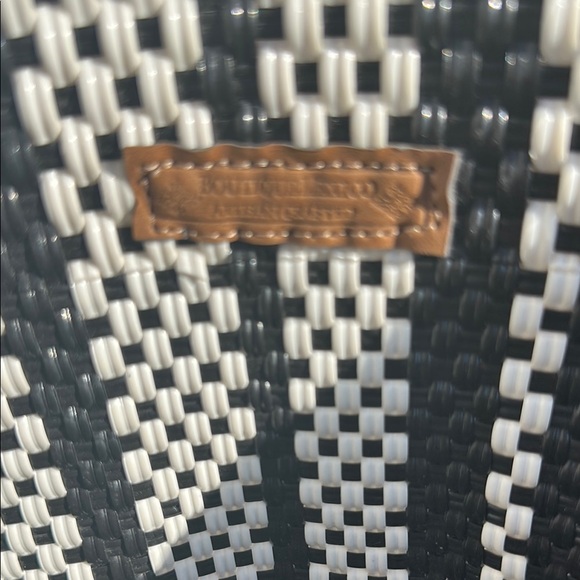 Anthropologie Black and White Tote Bag with Chevron Design - Picture 2 of 6